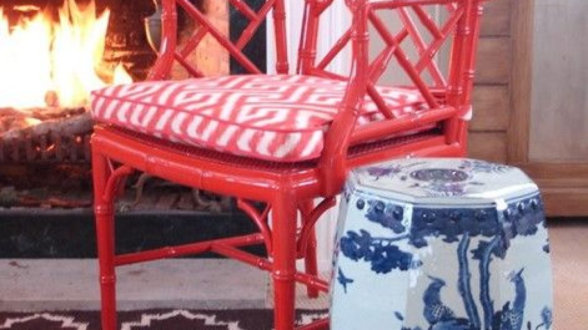 red bamboo chair